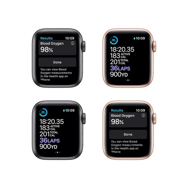 Apple Watch Series 6؛ ساعت هوشمند با نمایشگر همیشه روشن، سنسور اکسیژن خون و عملکرد سریع، مناسب برای پایش سلامت و فعالیت‌های روزمره.