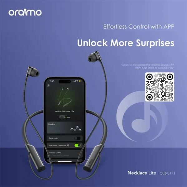 هندزفری گردنی اورایمو مدل Oriamo Necklace Lite یکی از محصولات اقتصادی و باکیفیت برند Oraimo
