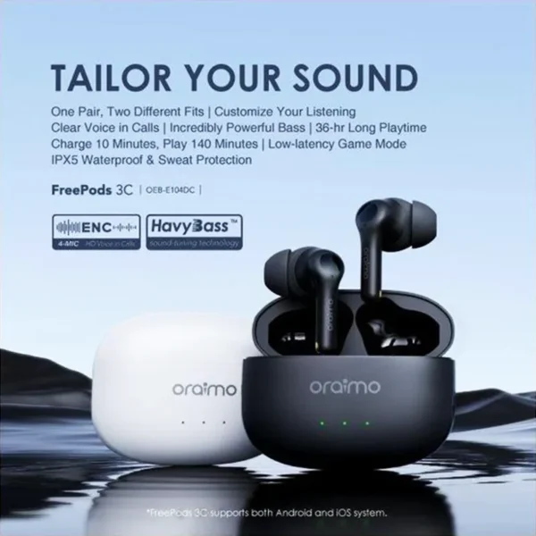 Oraimo FreePods 3C با طراحی راحت، صدای باکیفیت، باتری قدرتمند و قابلیت‌های هوشمند