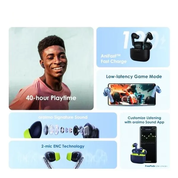 Oraimo FreePods Lite با طراحی زیبا، کیفیت صدای بالا، باتری بادوام