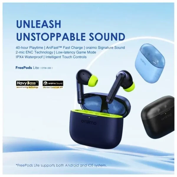 Oraimo FreePods Lite با طراحی زیبا، کیفیت صدای بالا، باتری بادوام